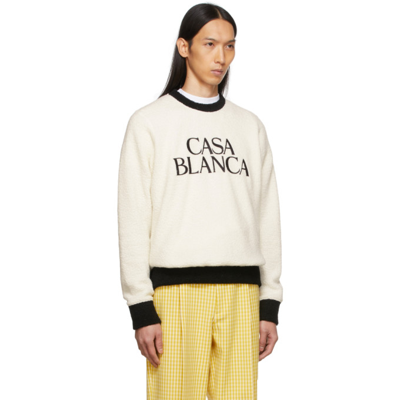 Shop Casablanca Black & Off-white Colorblock Embroidered Sweatshirt In Off White