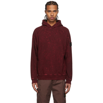 Stone Island Acid Wash Hoodie Sweatshirt In Bordeaux | ModeSens