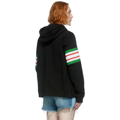 Shop Gucci Black Interlocking G Print Hoodie In 1082 Black/multicolo