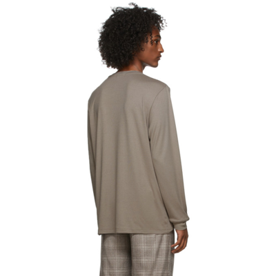 Shop Theory Taupe Modal Essential Long Sleeve T-shirt In 02d Tapir