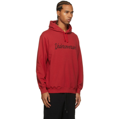 Shop Undercoverism Red French Terry Logo Hoodie