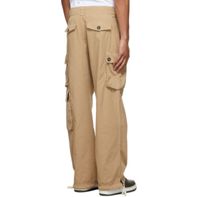 Shop Palm Angels Beige Drawstring Cargo Pants In Beige Black