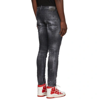 Black Ripped Knee Wash Skater Jeans