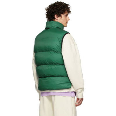 Shop Palm Angels Green Palm Tree Puffer Vest In Green White