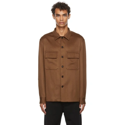 Ermenegildo Zegna Men's 2-pocket Cashmere Overshirt In Camel | ModeSens