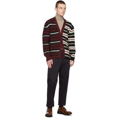 Shop Paul Smith Striped Gents Button Thru Cardigan In 28 Reds