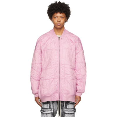 Shop Rick Owens Drkshdw Pink Nylon Quilted Jumbo Flight Bomber In 83 Dirty Pink