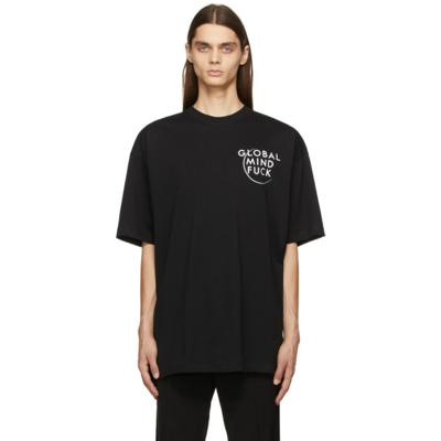 Vetements Black 'global Mindfuck' T-shirt In Black
