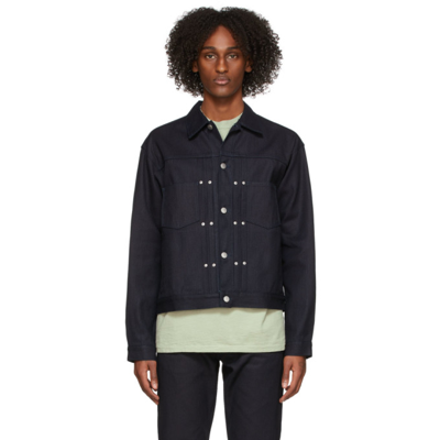 Shop John Elliott Navy Thumper Type Ii Denim Jacket In Field Sashiko