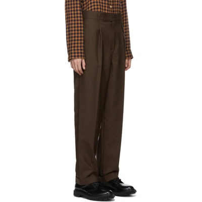 Shop Bed J.w. Ford Brown Wool & Mohair High Waist Trousers In Chocolate