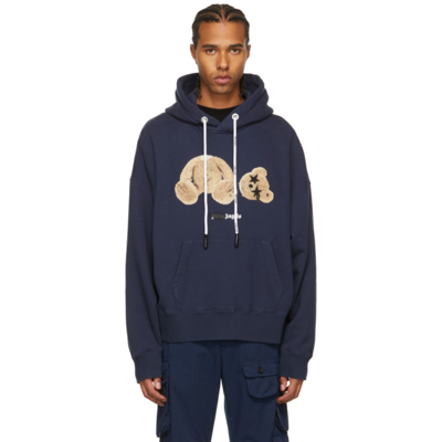 Palm Angels Black Cotton Spray Pa Bear Sweatshirt In Blue | ModeSens