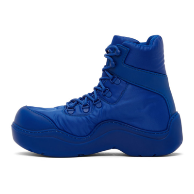 Shop Bottega Veneta Blue Puddle Bomber Lace-up Boots In 4209 Cobalt