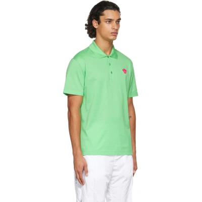 Shop Versace Green Medusa Polo In 2g130 Mint/hibiscus