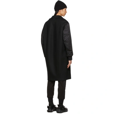 Shop Neil Barrett Black Satin Sleeve Oversized Opera Coat In 01 Black