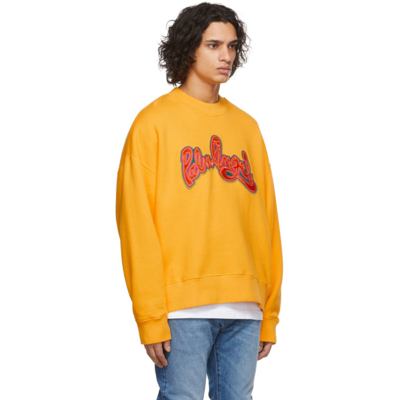 Shop Palm Angels Yellow Seasonal Logo Sweatshirt