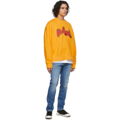 Shop Palm Angels Yellow Seasonal Logo Sweatshirt