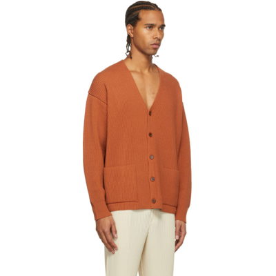 Shop Auralee Orange Wool Big Cardigan