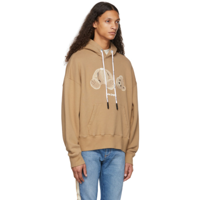 Shop Palm Angels Beige Bear Hoodie