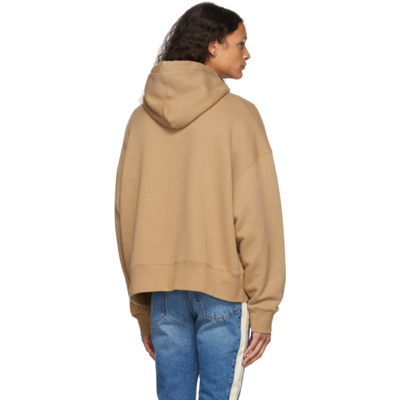 Palm Angels Bear Logo Cotton Hoodie In Beige
