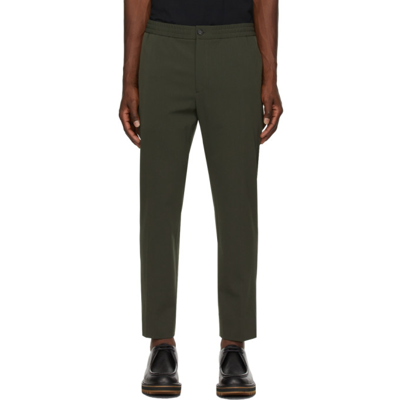Shop Solid Homme Wool-blend Twill Trousers In Khaki 655k