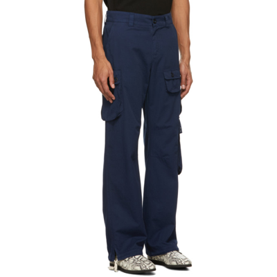 Shop Palm Angels Blue Cargo Pants In Blue Black