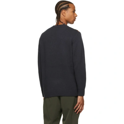Shop Undercover Grey Wool Intarsia Sweater In Grey Navy