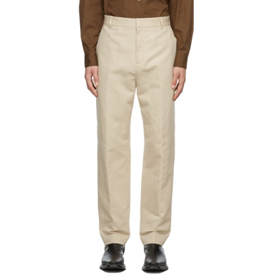 Shop Acne Studios Beige Linen Blend Trousers In Pebble Beige