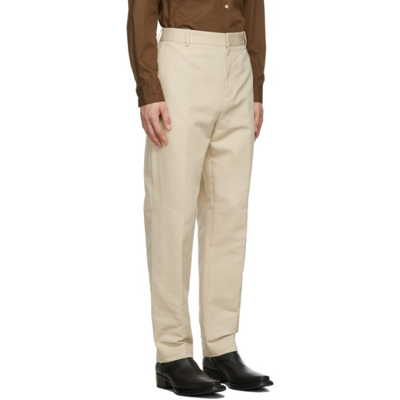Shop Acne Studios Beige Linen Blend Trousers In Pebble Beige