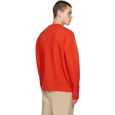 Shop Ami Alexandre Mattiussi Red Ami De Coeur Wool Crewneck Sweater In 600 Red
