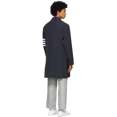 Shop Thom Browne Navy Down 4-bar Chesterfield Coat In 415 Navy