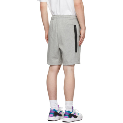 Shop Nike Grey Nsw Tech Fleece Shorts In Dk Grey Heather/blac