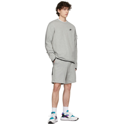 Shop Nike Grey Nsw Tech Fleece Shorts In Dk Grey Heather/blac