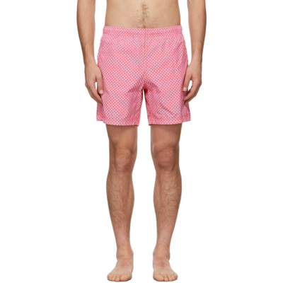 Shop Alexander Mcqueen Pink Skull Dots Swim Shorts In 5941 Pink/fluro Pink
