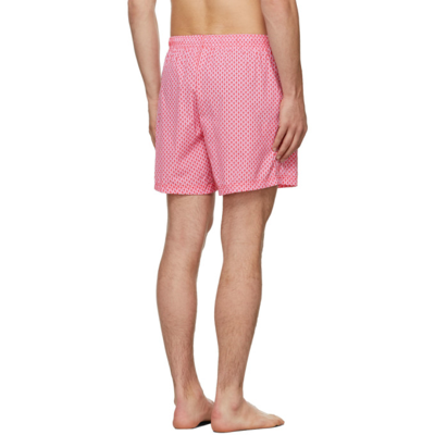 Shop Alexander Mcqueen Pink Skull Dots Swim Shorts In 5941 Pink/fluro Pink