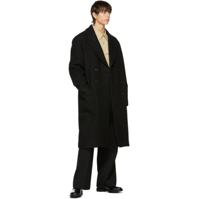 Shop Ami Alexandre Mattiussi Black Double-face Felted Broadcloth Coat In 1 Black