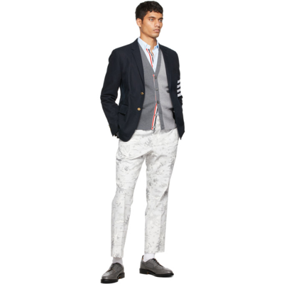 Shop Thom Browne Grey Canvas Graphic Chino Trousers In 035 Med Gre