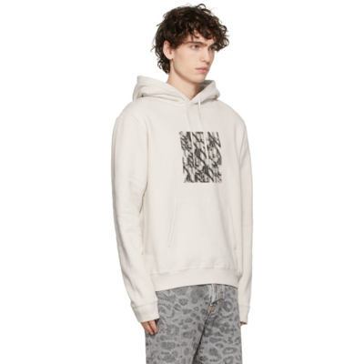 Shop Saint Laurent Grey Mirage Logo Hoodie In 9766 Drt Ecru/noir