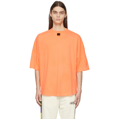 Palm Angels Neon Orange Logo Cotton T-shirt | ModeSens