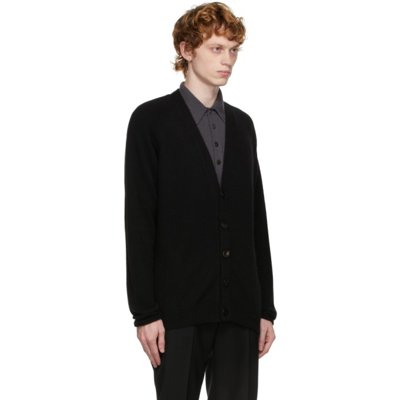 Shop Agnona Black Cashmere & Silk Cardigan In K09 Black