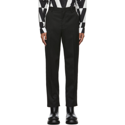 Shop Valentino Black Technical Wool Trousers In 0no Nero