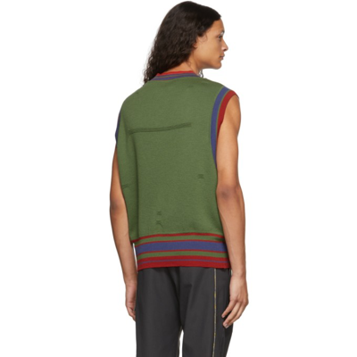 Dorset Stripe Virgin Wool Sweater Vest In Green