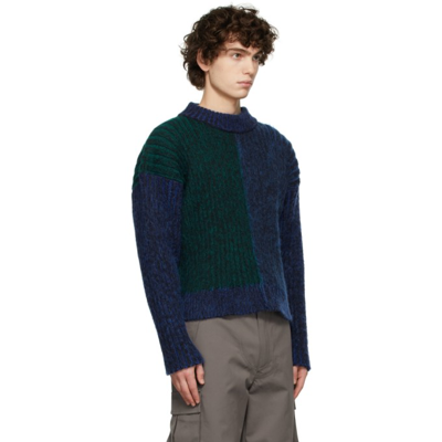 Shop Agr Blue & Green Brushed Crewneck Sweater