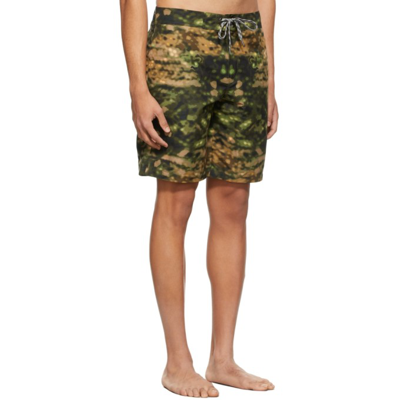 Shop Burberry Green Camouflage Swim Shorts In Dark Fern Green Ip