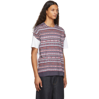 Shop Junya Watanabe Multicolor Commes Des Garçons Edition Printed Knit T-shirt In 1 Navy