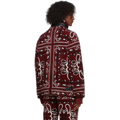 Shop Amiri Red Printed Polar Fleece Jacket In Red / Black-polar Fl