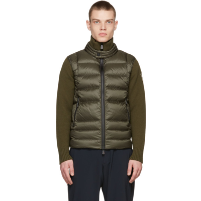 Shop Moncler Green Down Tricot Jacket In 885 Green