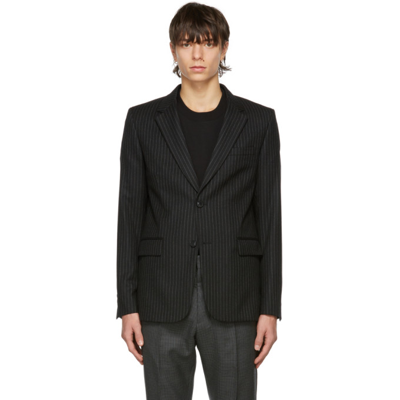 Shop Ami Alexandre Mattiussi Black Two-button Stripe Blazer In 1 Black
