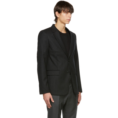 Shop Ami Alexandre Mattiussi Black Two-button Stripe Blazer In 1 Black