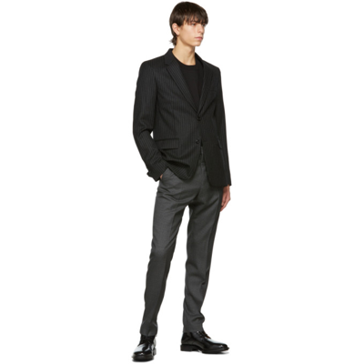 Shop Ami Alexandre Mattiussi Black Two-button Stripe Blazer In 1 Black