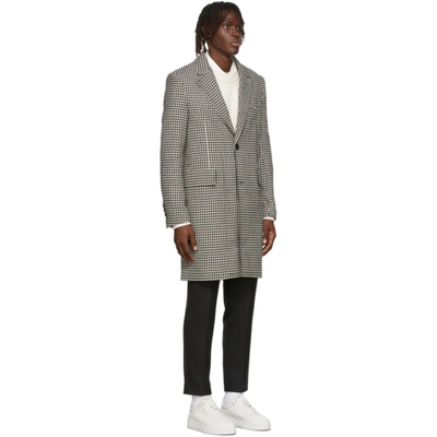 Shop Ami Alexandre Mattiussi Houndstooth Long Coat In 4 Black Whi